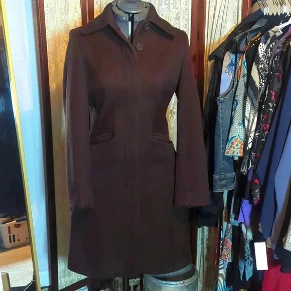 Wool blend Chocolate Coat - Picture 1 of 6